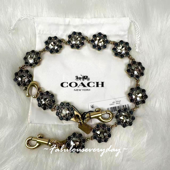 Coach Short Jewelry Chain Strap In Brass/Blue Multi CDE47 NWT - Picture 2 of 5